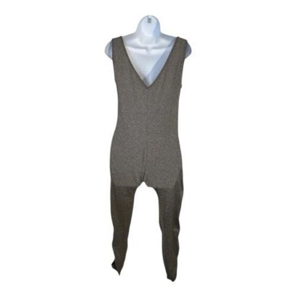 Women Grey With Black Stripes Jumpsuit Size M Sleeveless Stretch Summer Rue 21 - Picture 2 of 10